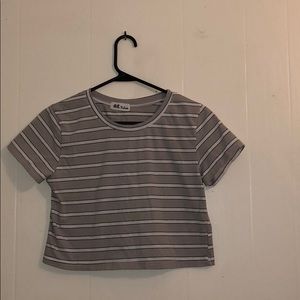 Cropped Grey and White Shirt